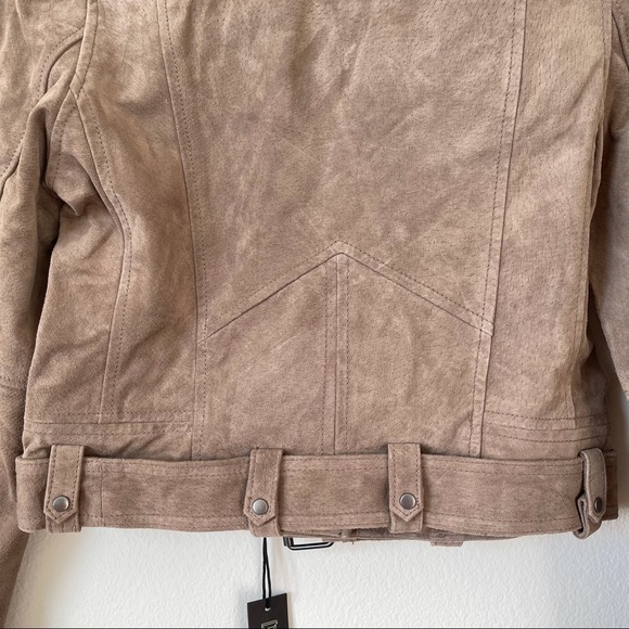 Blank NYC 100% Suede Leather Moto Biker Tan Jacket S - Picture 10 of 14